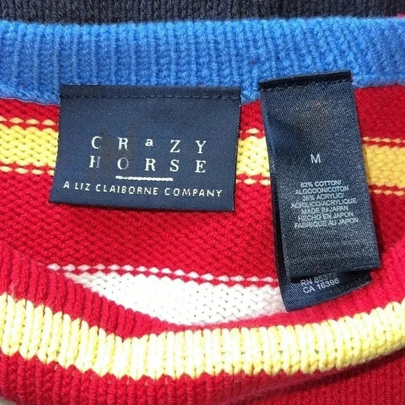 CRaZY Horse Women’s Multi-Colored Striped Star Cotton Blend Sweater Medium - Picture 10 of 15